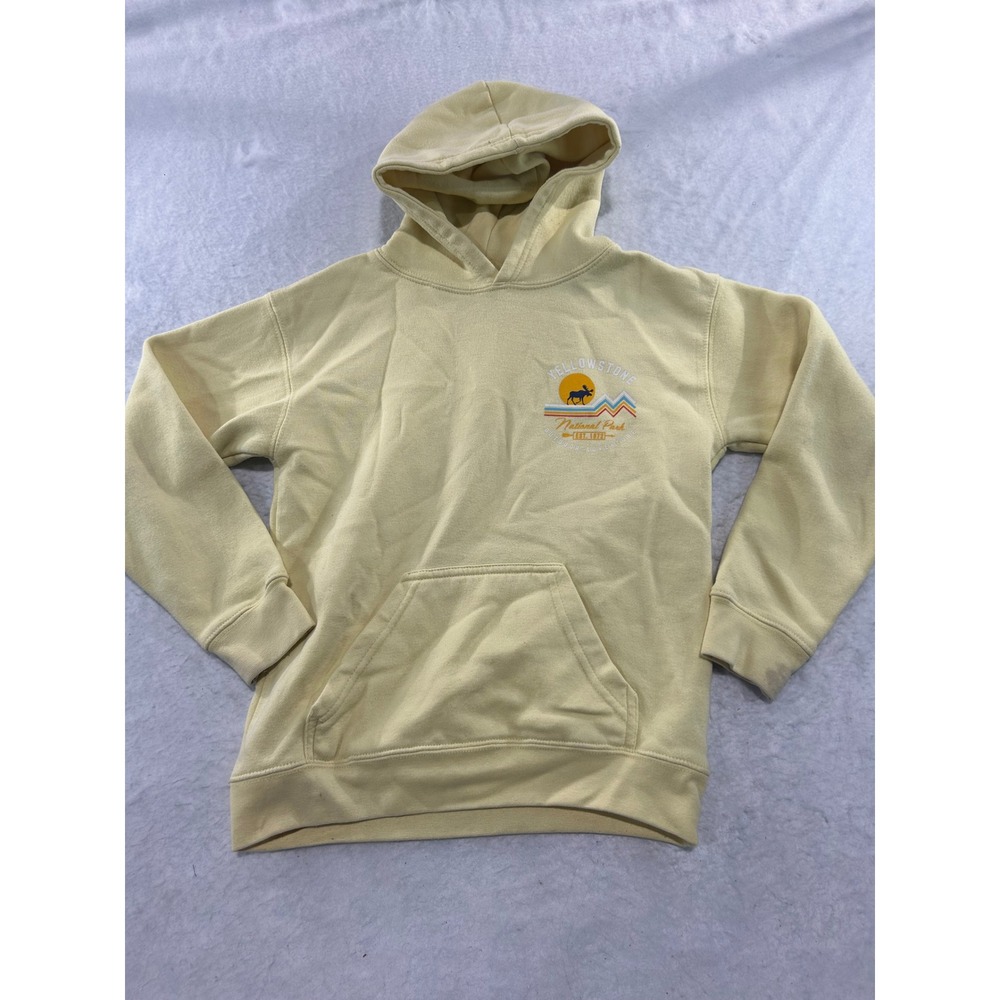 Pacific & Co Yellowstone National Park Hoodie Yellow Graphic Sweatshirt Large